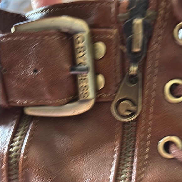 Guess Brown Leather Combat Boots with Buckle - Picture 7 of 8